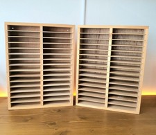 2 MC Kasetten Boxen aus Holz; 60 Fächer Aufbewahrung für Musikkassetten -vintage