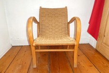 Bauhaus Armlehnstuhl / Sessel aus Buchenholz und Seil