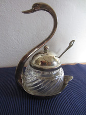 Schwan  Zuckerdose silber mit Löffel