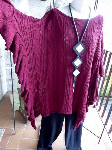 5048 poncho umhang weinrot - umhang, one