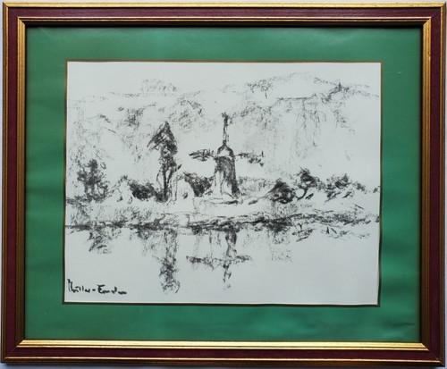 Zeichnung kohle landschaft - kohle,
