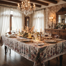 Weihnachtstischdecke 140x180 cm, platziert in Gobelin-Jacquard-Nussknacker