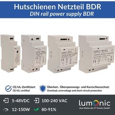 Netzteil Hutschiene BDR-Serie 5-48V 12-153,6W Input 100-240VAC Überlastschutz & 