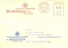 69469 Weinheim / Bergstraße  Brief der Gummiwarenfabrik nach Marktredwitz 1965