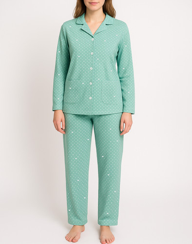 Jersey damen pyjama mit - ,