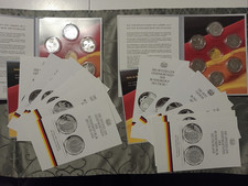 2 Stück Folder, jeweils 6x 10 Euro Gedenkmünzen, BRD 2011 Stempelglanz 