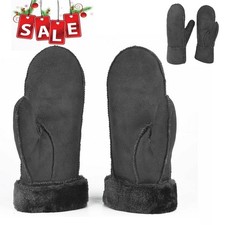 Damen Fausthandschuh Schaf  Fäustlinge Leder Handschuhe Fausthandschuhe