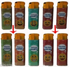 5 x Feuerzeug " Coole Sprüche ", bunt, Elektronikfeuerzeuge Wackelbild 3D