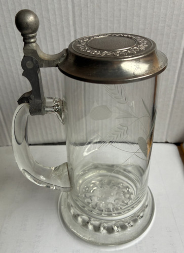 Alter glaskrug mit zinndeckel - glaskrug,