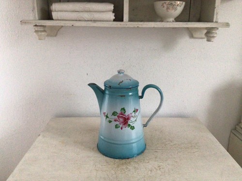 Alte emaille kanne krug shabby - emaille,