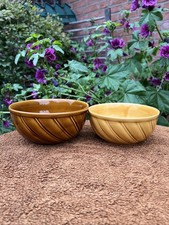 Torgau Steingut 2 Schüsseln Schüsselset DDR Gr. 3+4 beige braun Ostalgie