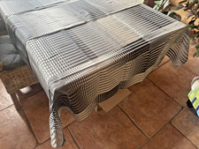 Tischdecke 283 x 145 cm transparent Muster Satin Organza silber grau rechteckig