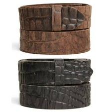 Leder Gürtel Wechselgürtel Cayman rustikal Krokodilprägung Büffelleder 4cm Breit