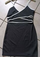 HOT❤ SHEIN Privé Cami Kleid mit Kontrastsaum, Kreuzgurt schwarz weiß M