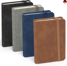 Skycase Mini Notizbuch A7 (4er Set) ? Pocket Notizblock aus PU-Leder, liniert,
