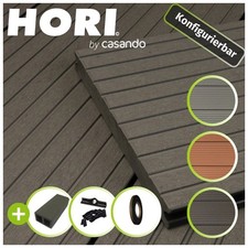 HORI BPC WPC Terrassendielen XXL massiv Komplettset mit Unterkonstruktion, Clips
