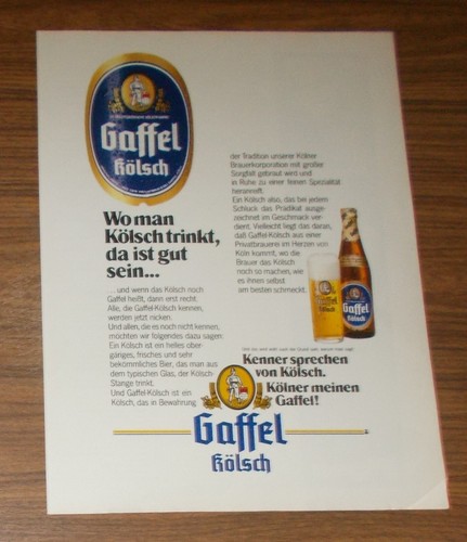 Seltene werbung gaffel kölsch - seltene,