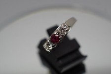 ?Ring,Damenring,Herrenring,14 Karat Weissgold,Rubin,2x 0,2 ct.Brillanten