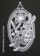 PLAUENER SPITZE ® Fensterbild OSTERHASE Fensterdeko Ostern HASE Frühling weiß