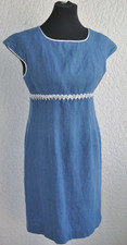 Kleid Handarbeit Leinen blau Jeans 38 -40   Etuikleid Silberborte Sommerkleid