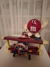 M&M's Spender Dispenser Flugzeug Doppeldecker Flieger mit 1 Figuren rot