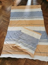 Bettwäsche Tchibo TCM, weiß blau orange gestreift, 140x220