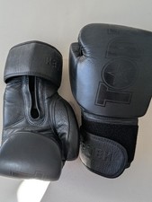 Top Ten 10 Oz Leder Schwarz Boxhandschuhe Muay Thai Kickboxen Boxen
