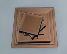 7x Glas / Spiegel-Untersetzer, Bronzefarben getönt "Saphira"