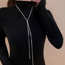 EDELSTAHL *** Extra lange Y-Kette Schlangenkette flach endlos, Länge verstellbar