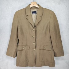 Levante Damen Jacke Blazer Gr.40 L Beige SAKKO 100% LEINEN doppelreihig 