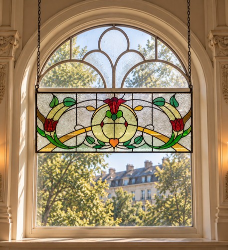 Jugendstil bleiglasfenster - bleiglasfenster, um