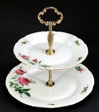 Etagere-2 stöckig Rosendekor Christine Holm Porzellan Rose