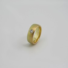 Ring Bandring mit ca. 0,15ct W-si Brillant in 585/14K Gelb-/Rosegold Gr. 49