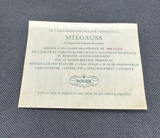 Original ROLEX Vintage Box Card MILGAUSS CIGARETTES Zigaretten Karte FR