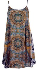 Boho Dashiki Minikleid, Trägerkleid, Strandkleid - goldgelb