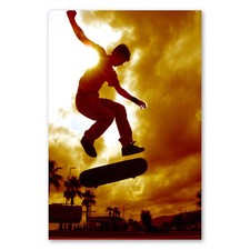Postereck 0172 Poster Leinwand Skateboard Sprung, Sepia Sport Funsport Skater