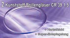 1 Paar Brillengläser Index 1,5 Kunststoff, Hartschicht+Super-Entspiegelung | NEU