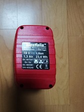 Westfalia 18 V 1.3 Ah Lion Battery  Org  Restkapazität 0.8 Ah