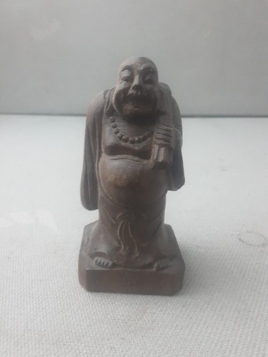 Holzfigur lachender buddha - lachender,