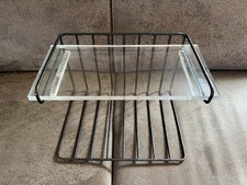 Wandregal  Telefonregal Telefontisch Metallgitter mit Plexiglasplatte 60er Jahre