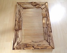 Teakholz Spiegel Treibholz Rahmen Wandspiegel Landhaus Unikat 70 x 50 cm