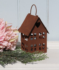 Edelrost Laterne Lichterhaus Weihnachtsdeko Haus Shabby Vintage Metall H.15 cm
