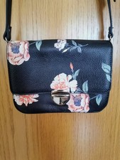 Damen Handtasche Umhängetasche Dunkelblau Blau Blumen Verstellbarer Riemen C&A