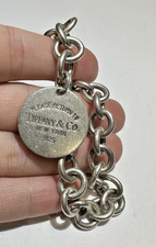 Tiffany & Co.Return To Tiffany Rund Tag Anhänger Sterlingsilber 7.5 " Armband