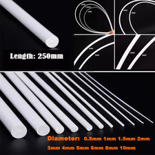 ABS Styrol Kunststoff Rundstab Stäbe Durchmesser 0,5 bis 10 mm * 250 mm weiß