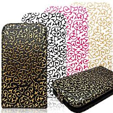 Handy Tasche Flip Cover Schutz Hülle Motiv Wallet Case Klapp Etui Blumen Muster