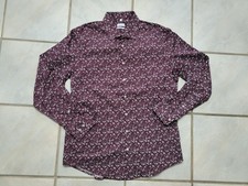 SEIDENSTICKER - SLIM - LANGARM HEMD - BLUMEN - BURGUND - SIZE 43 - XL - NEUWARE