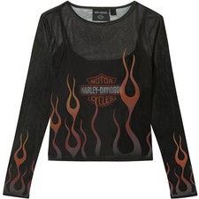 Harley Davidson Mesh Top Flames for Days Damen Schwarz
