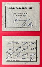 alte Mitgliedskarte B. R. C. Zugvogel 1901 Berliner Radfahrer Club 1958 ( 153724