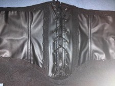 Mieder Rock Korsage Spinnennetz Schwarz Nylon Gothic Kleid Halloween 